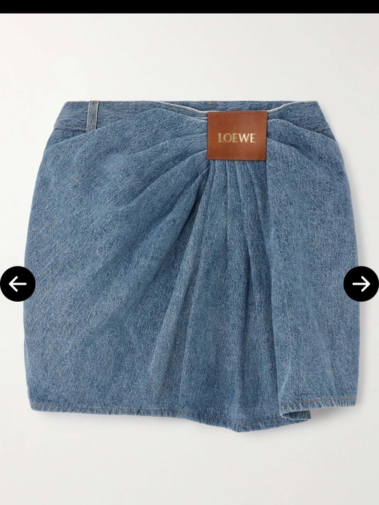 Loewe Dresses & Skirts - Loewe Blue Denim skirt with Brown Leather Logo Patch